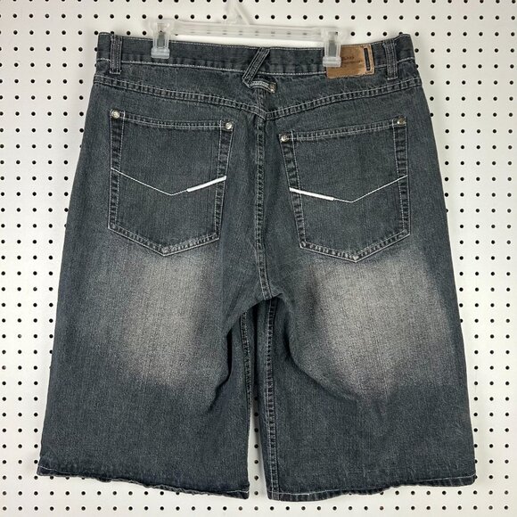 Vintage Y2K Gothic Black Shorts Sz 38 Streetwear Punk SOUTHPOLE STYLE 14" Inseam - Picture 1 of 6